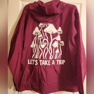 LET'S TAKE A TRIP Mushrooms Trippy Psychedelic Rain Jacket Windbreaker LSD